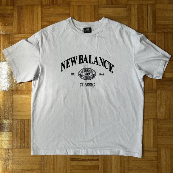 New Balance Heritage Classic Logo T-Shirt White XL - Picture 1 of 5